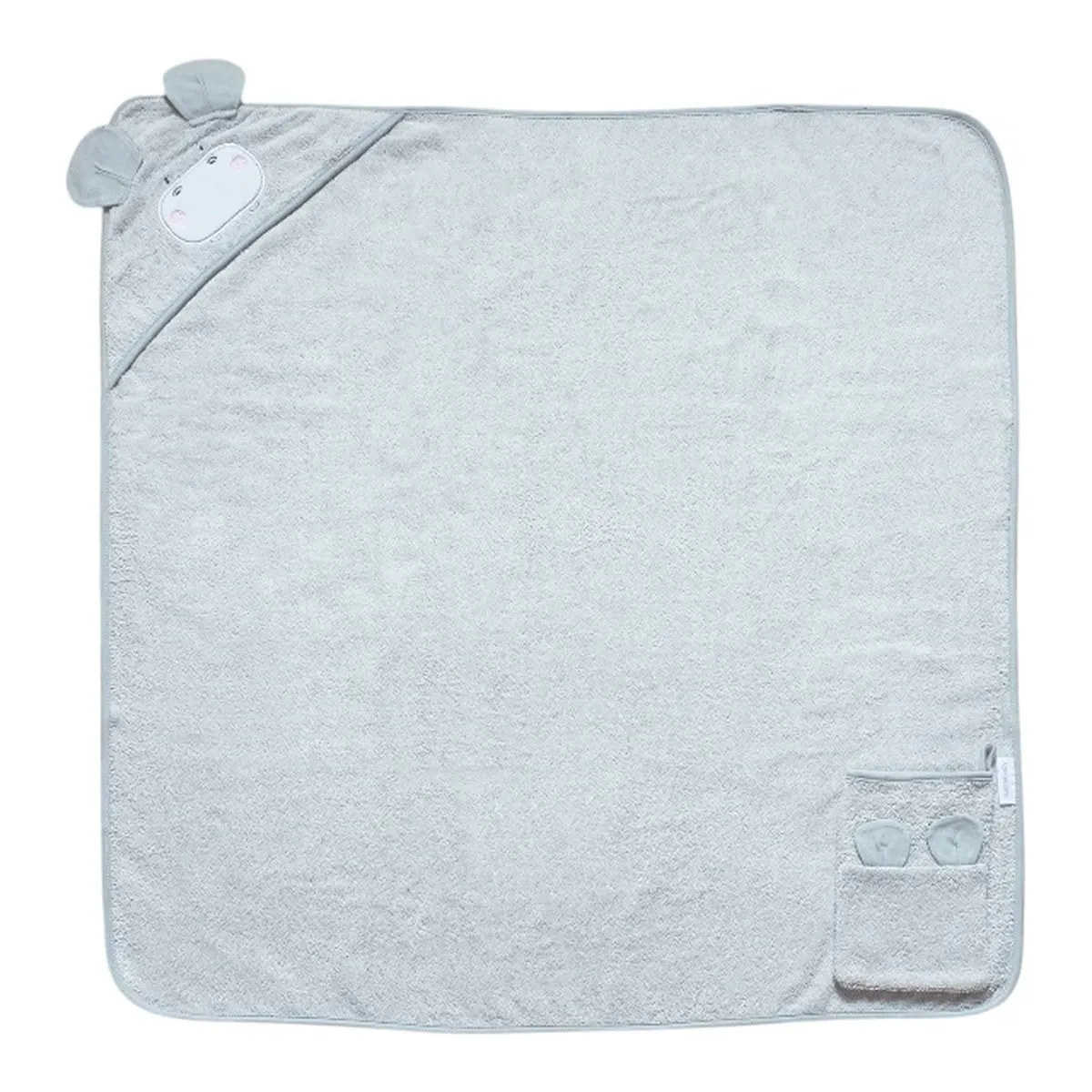 Funna Baby Hooded Towel Bath Time Hippo - Grey product thumbnail 4