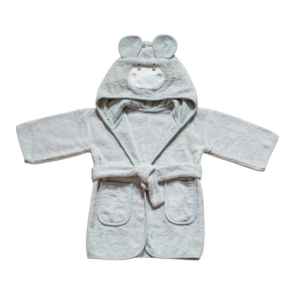 Funna Baby Bathrobe Bath Time Hippo - 0-2 Years - Grey product thumbnail 4