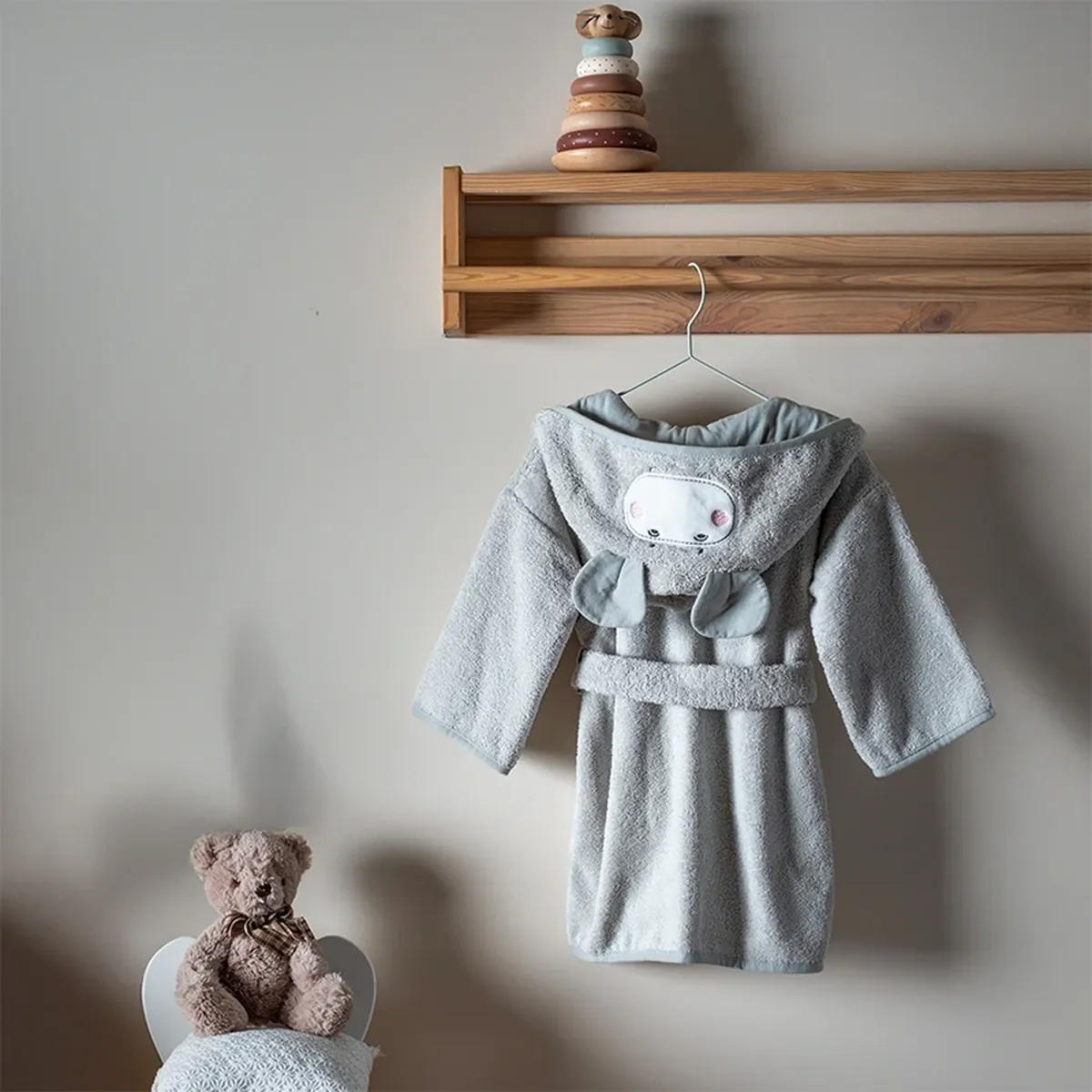Funna Baby Bathrobe Bath Time Hippo - 0-2 Years - Grey product thumbnail 2