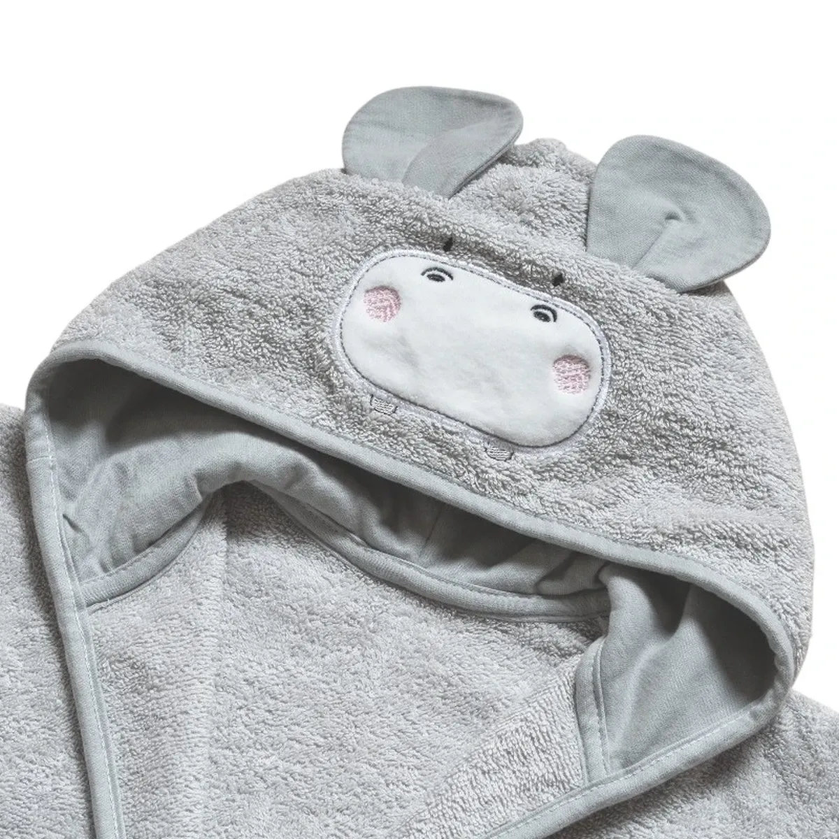 Funna Baby Bathrobe Bath Time Hippo - 0-2 Years - Grey product thumbnail 3