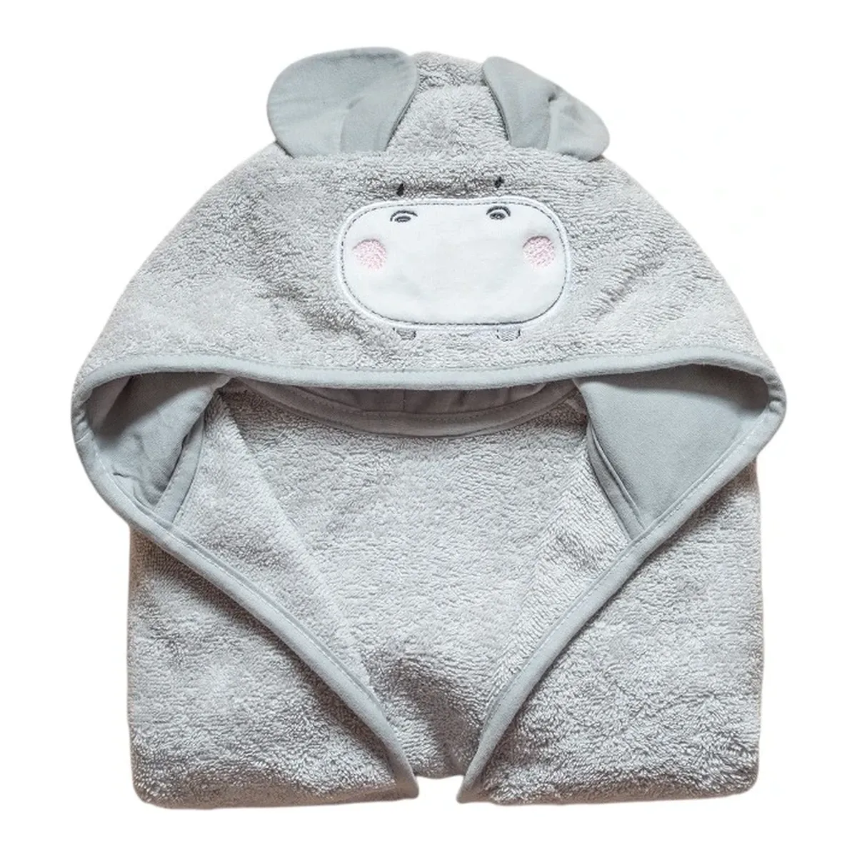 Funna Baby Bathrobe Bath Time Hippo - 0-2 Years - Grey product thumbnail 4