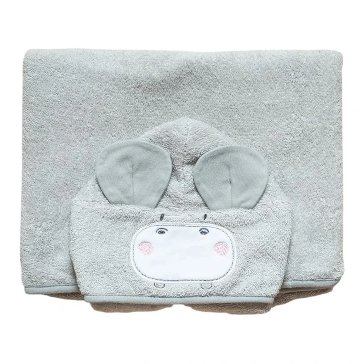 Funna Baby Poncho Bath Time Hippo - 0-2 Years - Grey product thumbnail 4