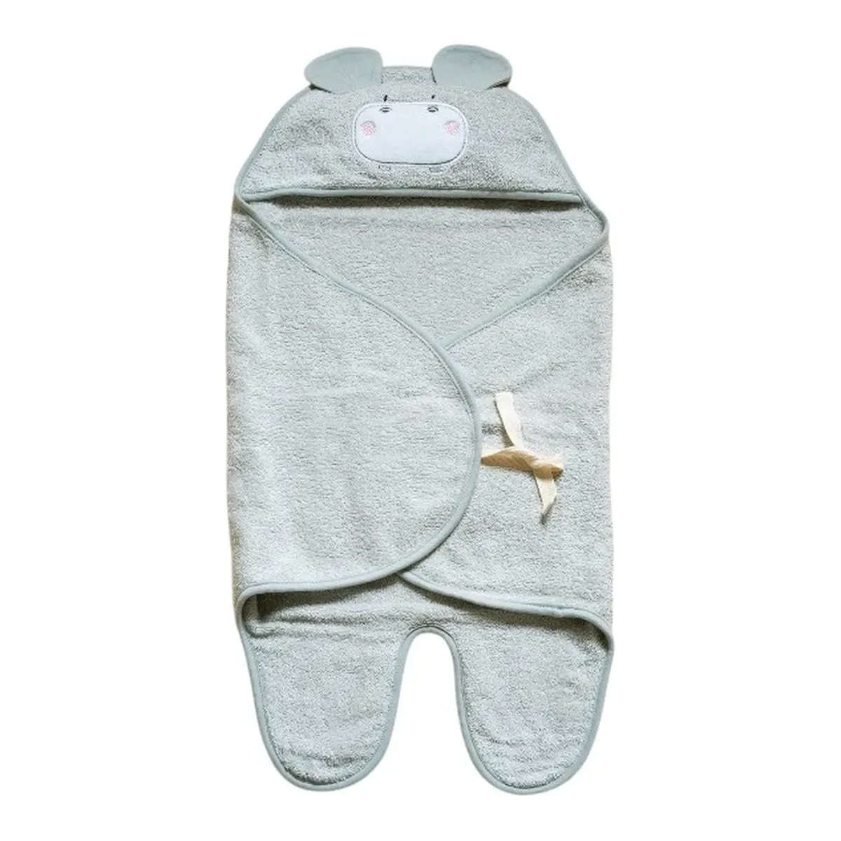 Funna Baby Swaddle Towel Bath Time Hippo - Grey product thumbnail 4