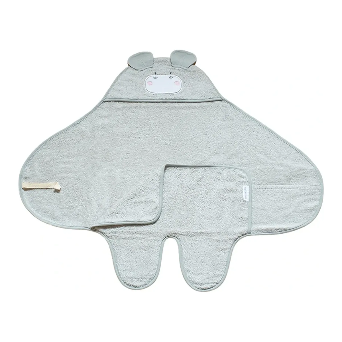 Funna Baby Swaddle Towel Bath Time Hippo - Grey product thumbnail 5