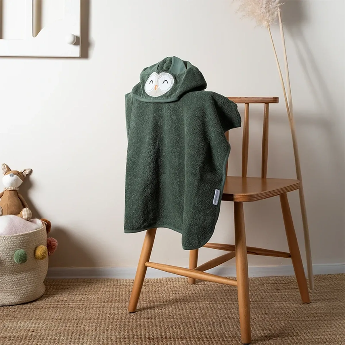 Funna Baby Poncho Bath Time Owl - 0-2 Years - Green product thumbnail 2