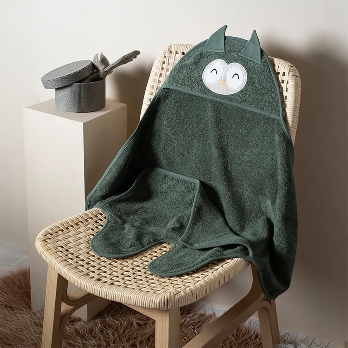 Funna Baby Swaddle Towel Bath Time Owl - Green product thumbnail 2
