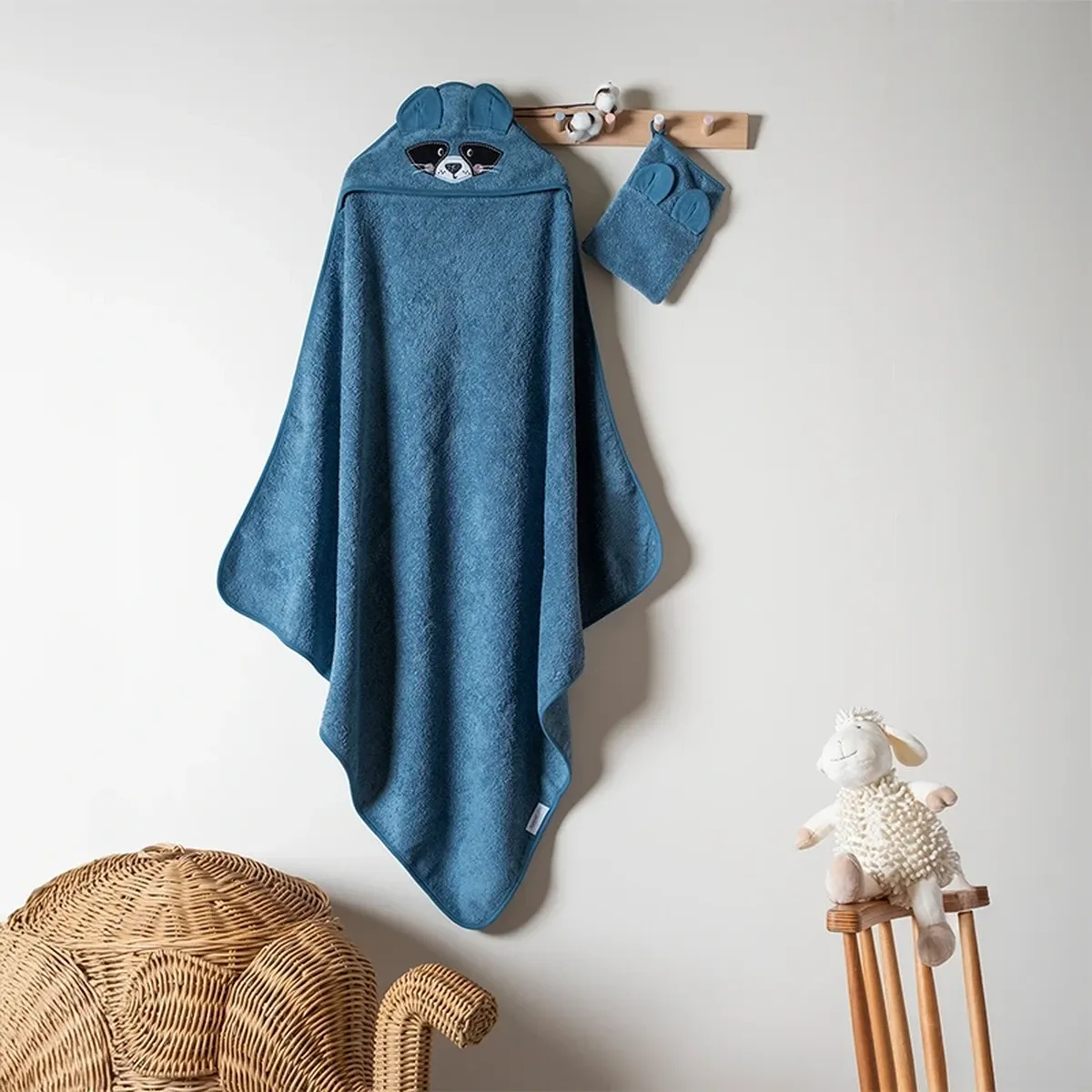 Funna Baby Hooded Towel Bath Time Raccoon - Blue product thumbnail 2