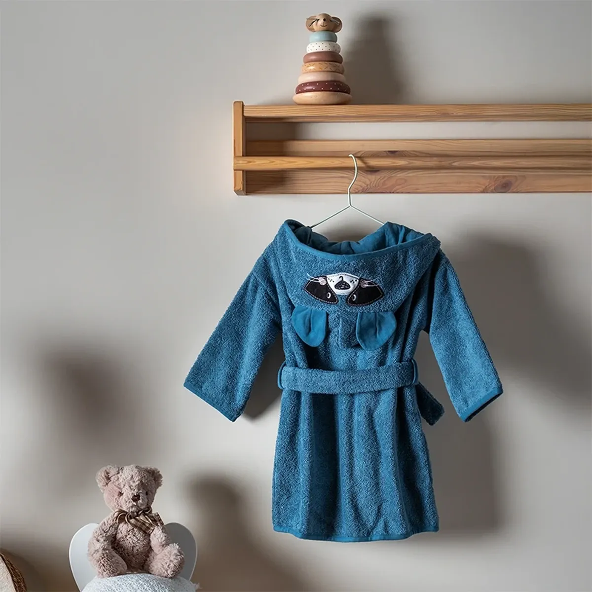 Funna Baby Bathrobe Bath Time Raccoon - 0-2 Years - Blue product thumbnail 2