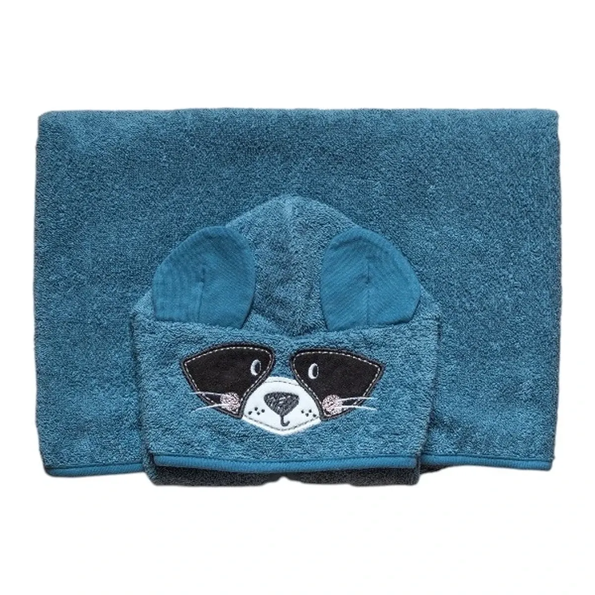 Funna Baby Poncho Bath Time Raccoon - 0-2 Years - Blue product thumbnail 2