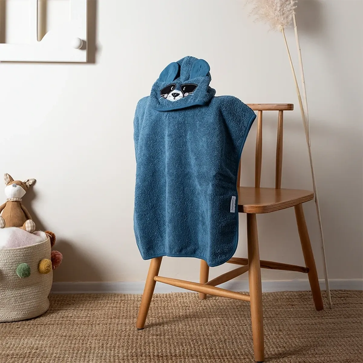 Funna Baby Poncho Bath Time Raccoon - 0-2 Years - Blue product thumbnail 4