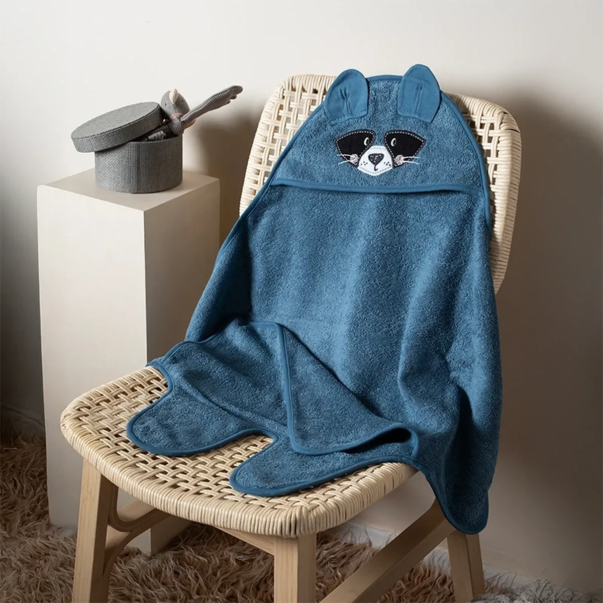 Funna Baby Swaddle Towel Bath Time Raccoon - Blue product thumbnail 2