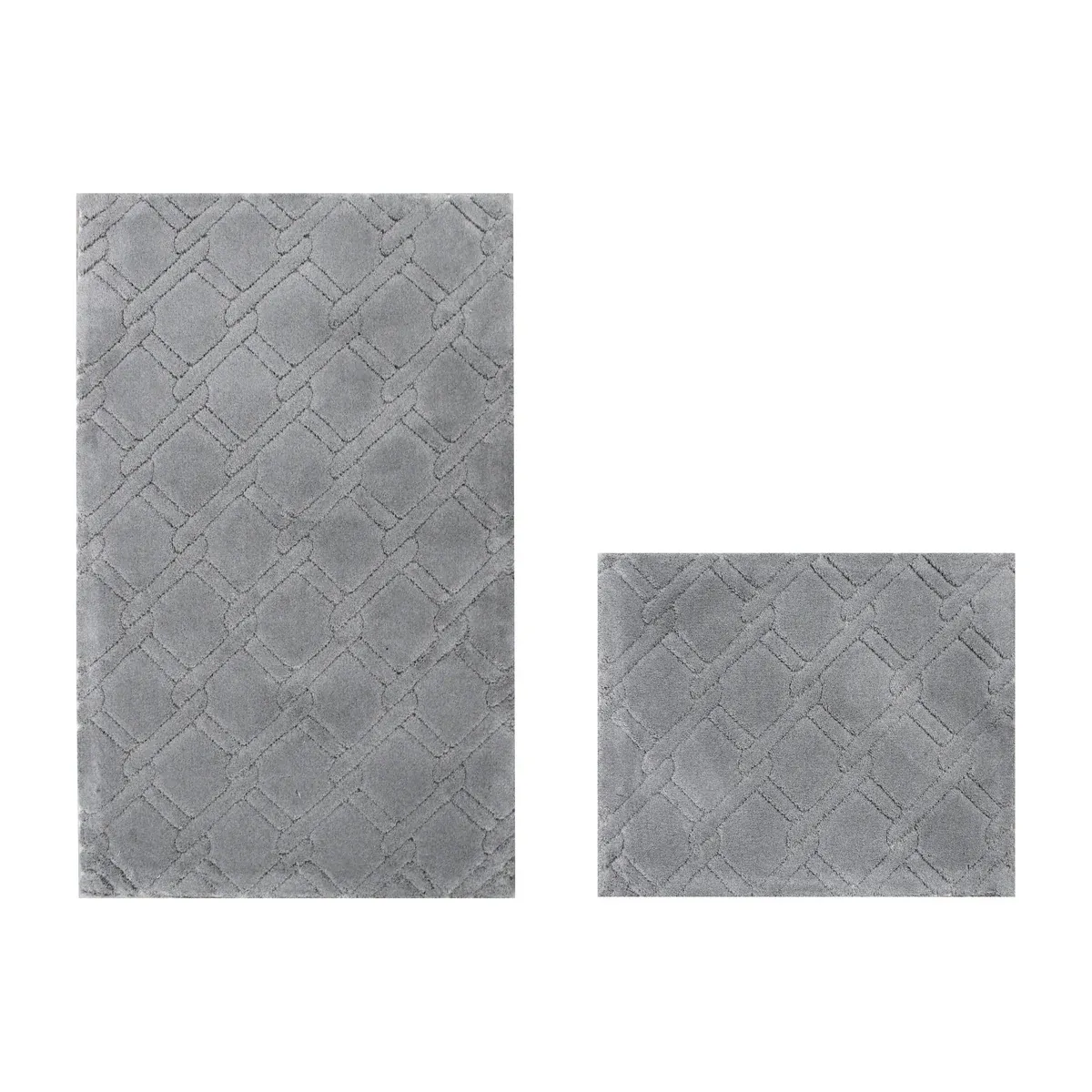 Nova Home Bath Rug Set Ricardo - Cotton - 2 Pcs - 60x100 cm & 40x60 cm - Light Grey product thumbnail 4