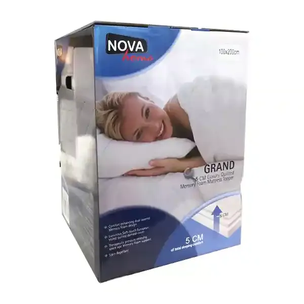 Nova Home Memory Foam Mattress Topper Diamond Stitch 100x200 cm - White product thumbnail 2