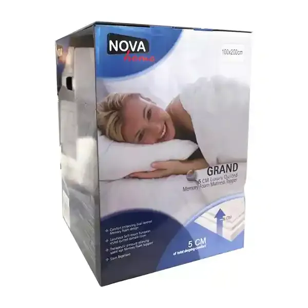 Nova Home Memory Foam Mattress Topper Diamond Stitch 200x200cm - White product thumbnail 2