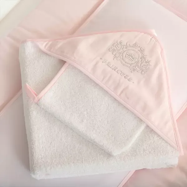Funna Baby-Princess Baby Towel Set - 100% Cotton - 90x90 cm - Pink product thumbnail 4