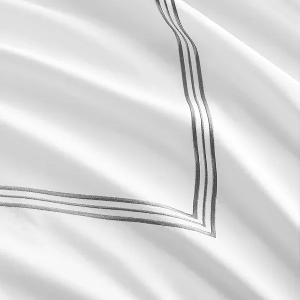 Nova Home Venice Euro Sham Set - 100% Cotton, 600 Thread Count - 2 Pcs - White & Grey product thumbnail 2