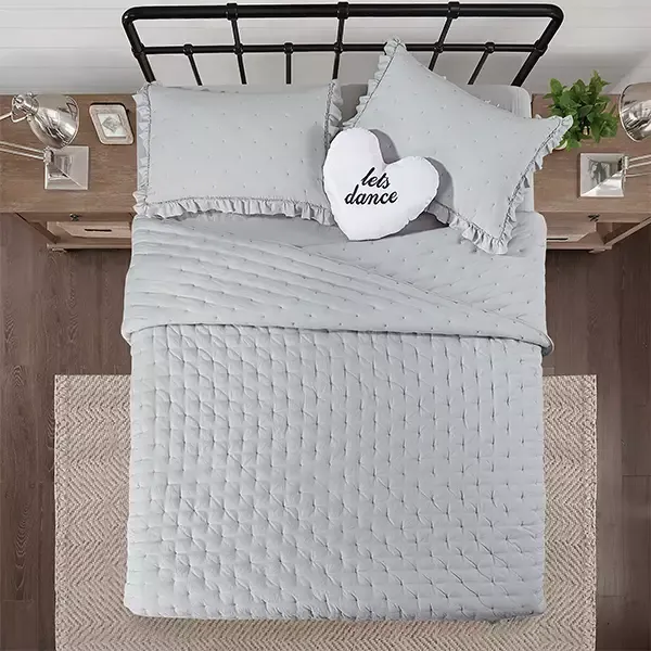 Nova Home "Mabel" Quilted Embroidery Kid's Comforter Set - Queen - 5 Pcs - Grey product thumbnail 5