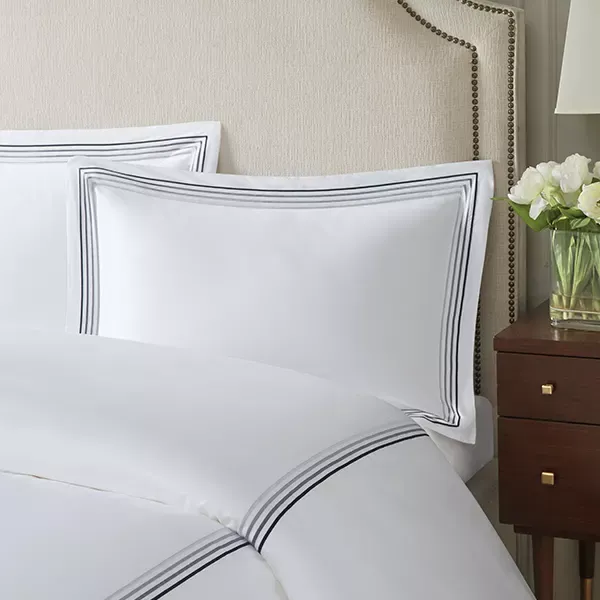Nova Home Cruise Duvet Cover Set - 100% Cotton, 600 Thread Count - White & Grey (Available in Sizes) product thumbnail 2