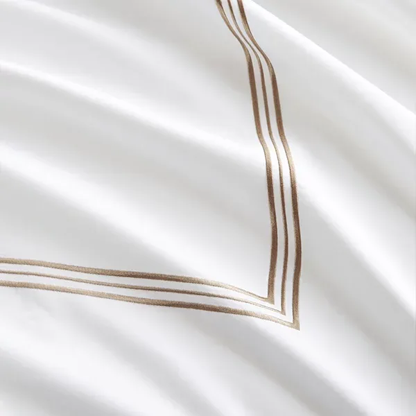 Nova Home Venice Pillow Sham Set - 100% Cotton, 600 Thread Count - 2 Pcs - White & Beige product thumbnail 2