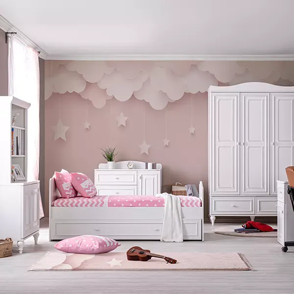 Pierre Cardin Aspendos Baby's Bed Convertible To Kid's Bed With Studying Desk - With Mattress - White product thumbnail 10