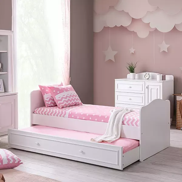 Pierre Cardin Aspendos Baby's Bed Convertible To Kid's Bed With Studying Desk - With Mattress - White product thumbnail 3