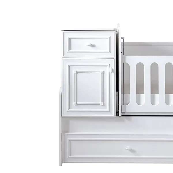 Pierre Cardin Aspendos Baby's Bed Convertible To Kid's Bed With Studying Desk - With Mattress - White product thumbnail 8