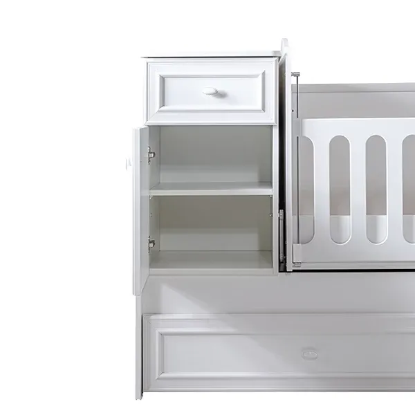 Pierre Cardin Aspendos Baby's Bed Convertible To Kid's Bed With Studying Desk - With Mattress - White product thumbnail 11