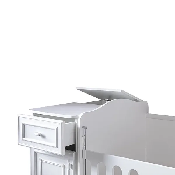Pierre Cardin Aspendos Baby's Bed Convertible To Kid's Bed With Studying Desk - With Mattress - White product thumbnail 12