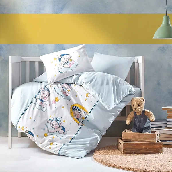 Nova Home "Bear" Baby Duvet Cover Set - 100% Cotton - 4 Pcs - Blue product thumbnail 4