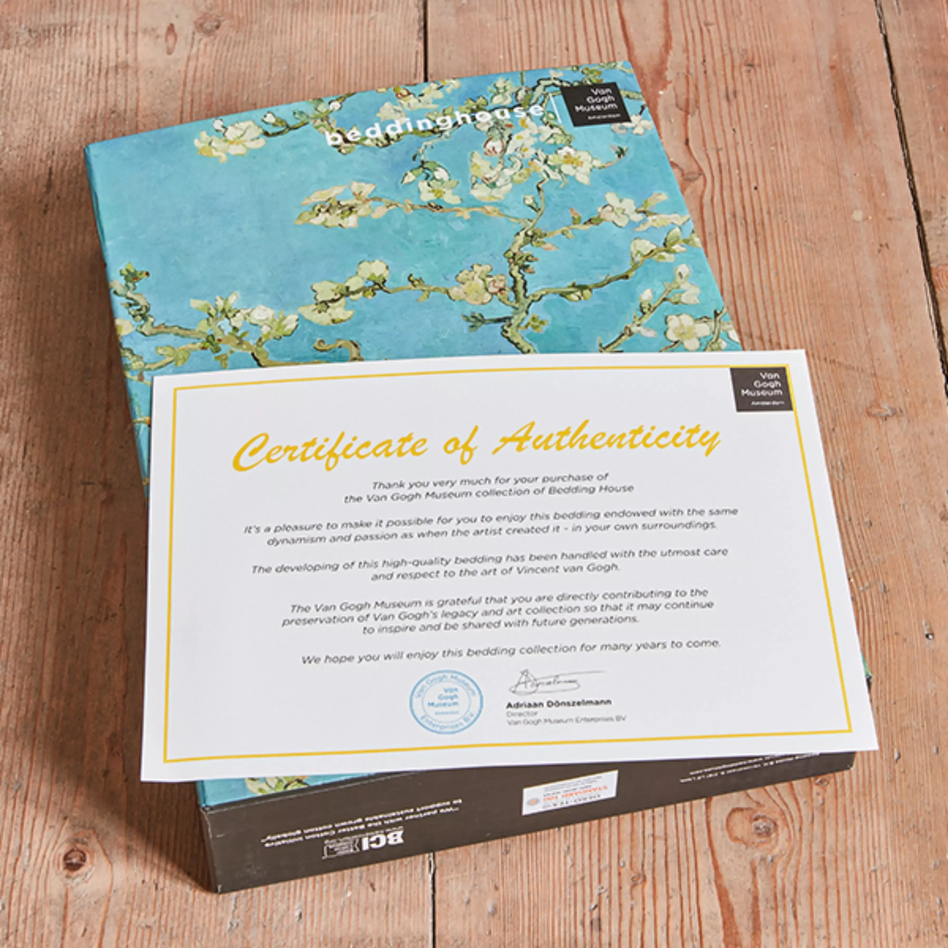 Van Gogh Almond Blossom Duvet Cover Set - 100% Cotton Satin, 220 Thread Count - King & Super King - 3 Pcs - Blue product thumbnail 9