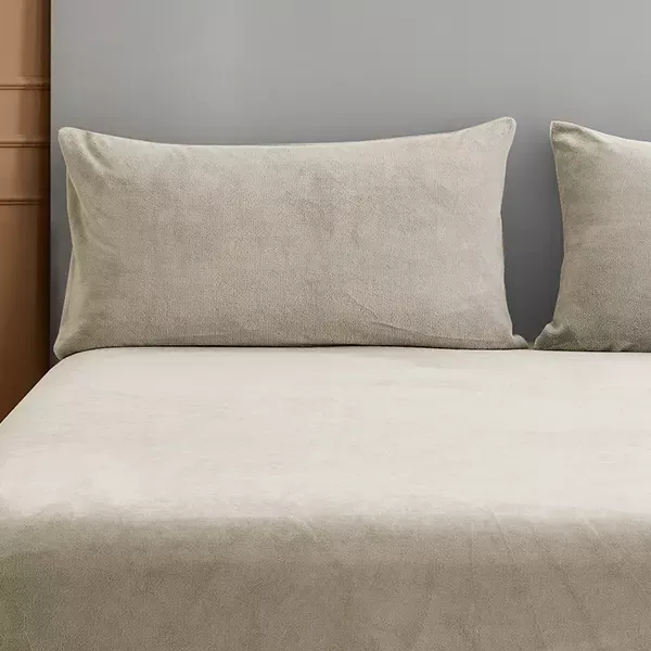 Nova Home WarmFit Winter Microfleece Fitted Sheet Set - Beige (Available in Sizes) product thumbnail 2
