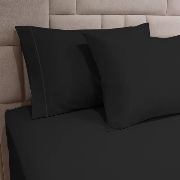 Fieldcrest Plain Fitted Sheet Set - 100% Cotton - 220 Thread Count - Twin & Single - 2 Pcs - Black product thumbnail 2
