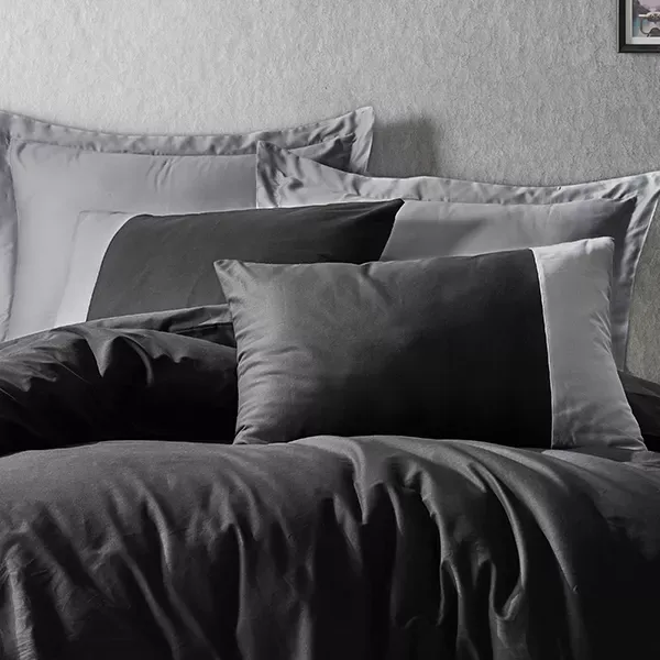 Nova Home Plain Duvet Cover Set - 100% Cotton - King & Super King - 4 Pcs - Black & Grey product thumbnail 3
