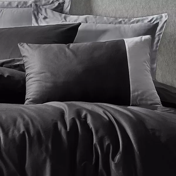 Nova Home Plain Duvet Cover Set - 100% Cotton - King & Super King - 4 Pcs - Black & Grey product thumbnail 4