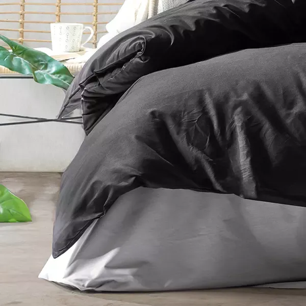 Nova Home Plain Duvet Cover Set - 100% Cotton - King & Super King - 4 Pcs - Black & Grey product thumbnail 5