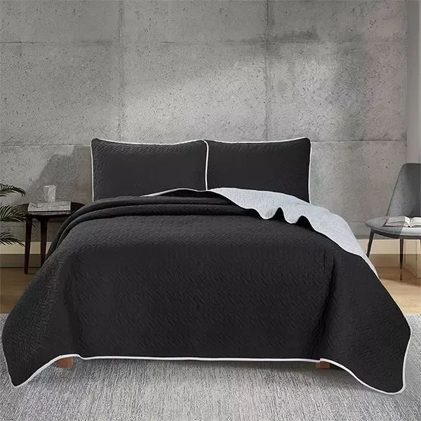 Nova Home Cross Bed Spread Set - 4 Pcs - King & Super King - Black & Silver product thumbnail 4