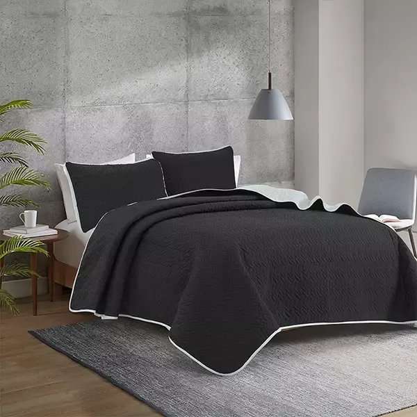 Nova Home Cross Bed Spread Set - 4 Pcs - King & Super King - Black & Silver product thumbnail 2
