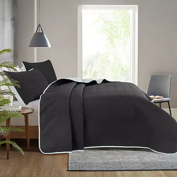 Nova Home Cross Bed Spread Set - 4 Pcs - King & Super King - Black & Silver product thumbnail 3