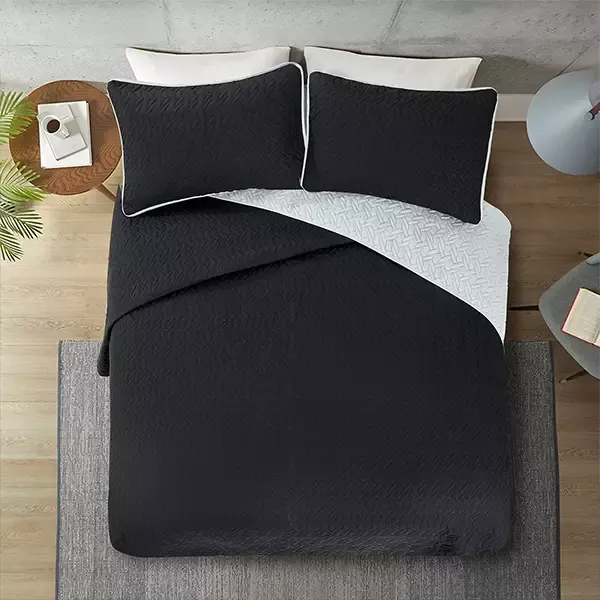 Nova Home Cross Bed Spread Set - 4 Pcs - King & Super King - Black & Silver product thumbnail 5