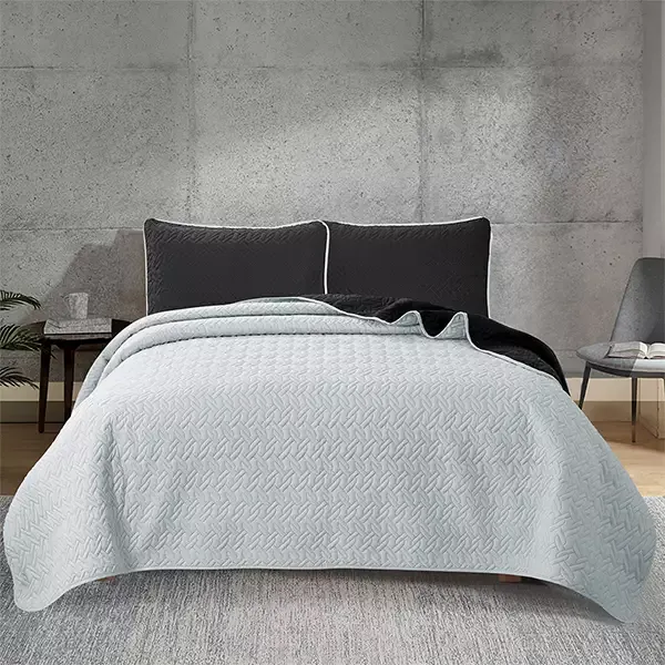 Nova Home Cross Bed Spread Set - 4 Pcs - King & Super King - Black & Silver product thumbnail 9