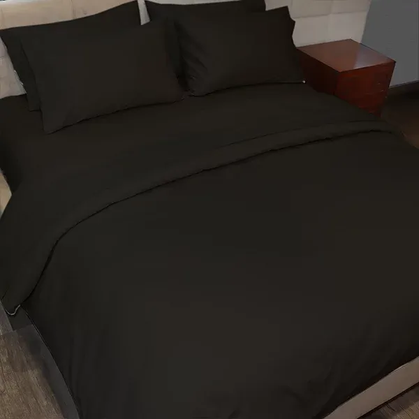 Fieldcrest Plain Duvet Cover - 100% Cotton - 220 Thread Count - Single & Twin - Black product thumbnail 4