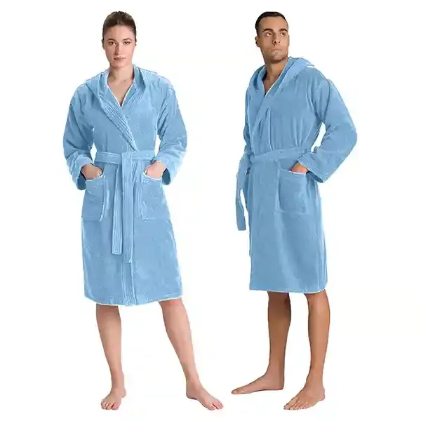 Cannon Plain Unisex Bathrobe (1 Piece) - 100% Cotton - L - Blue product thumbnail 5