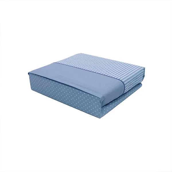 Cannon Dots & Stripes Fitted Sheet Set - Poly Cotton - Single & Twin - 2 Pcs - Blue product thumbnail 2