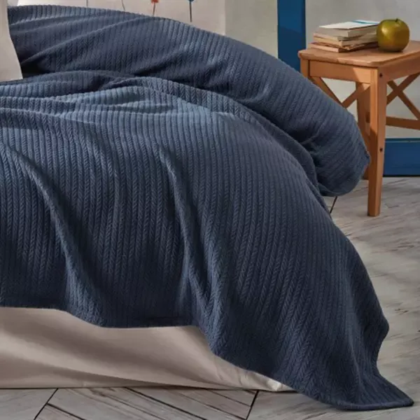 Nova Home "Plumy" Pique Bedspread Set - 100% Cotton - Indigo (Available in Sizes) product thumbnail 2