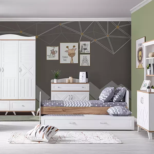 Pierre Cardin Bonnie Baby's Bed Convertible To Kid's Bed With Studying Desk - With Mattress - White product thumbnail 9