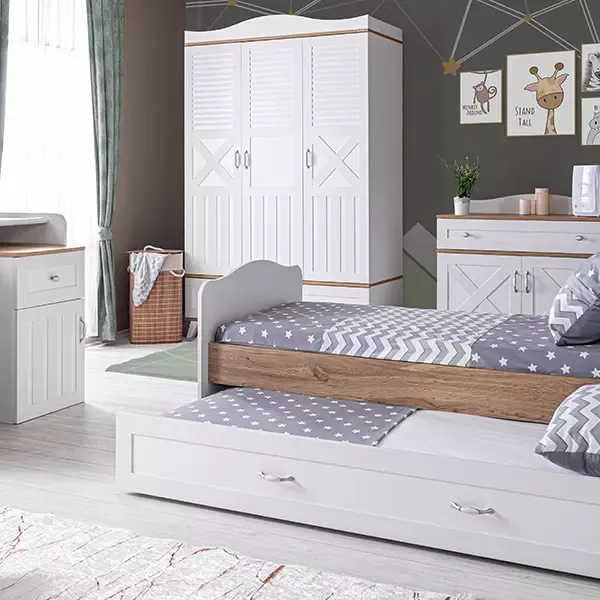 Pierre Cardin Bonnie Baby's Bed Convertible To Kid's Bed With Studying Desk - With Mattress - White product thumbnail 6