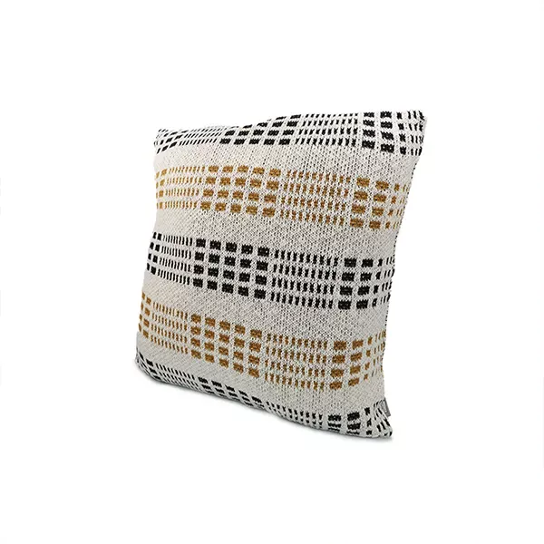 Nova Home Boxes Hand Knitted Cushion Cover - 100% Cotton - 45x45 cm - Mustard & Black product thumbnail 3