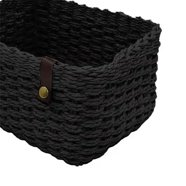 Weva Cosmopolitan Faux Rattan Storage Basket - Black product thumbnail 2