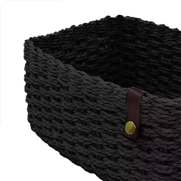 Weva Cosmopolitan Faux Rattan Storage Basket - Black product thumbnail 3