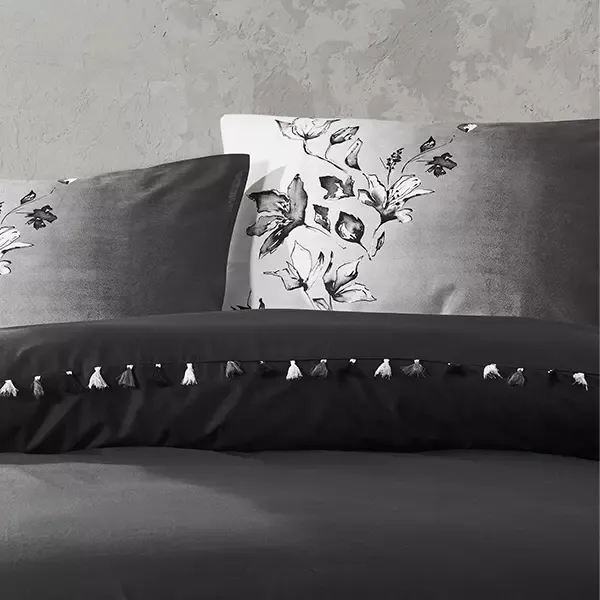 Nova Home Daren Duvet Cover Set With Tassels - 100% Cotton - Black (Available in Sizes) product thumbnail 7